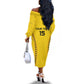Custom Ghana Football Off The Shoulder Long Sleeve Dress Mix Adinkra Pattern