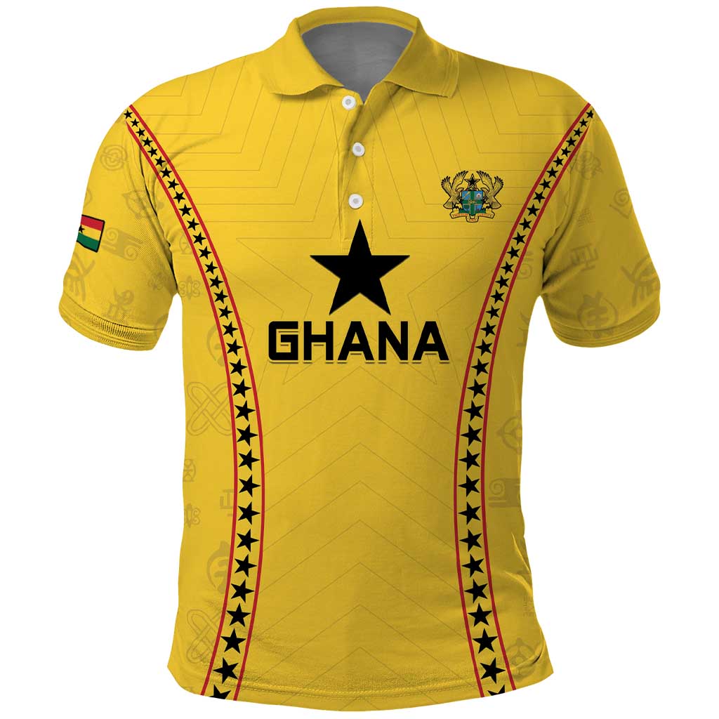 Custom Ghana Football Polo Shirt Mix Adinkra Pattern