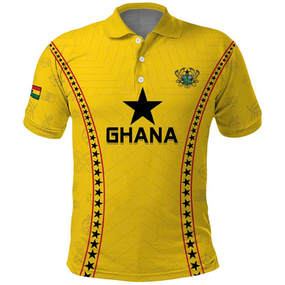 Custom Ghana Football Polo Shirt Mix Adinkra Pattern