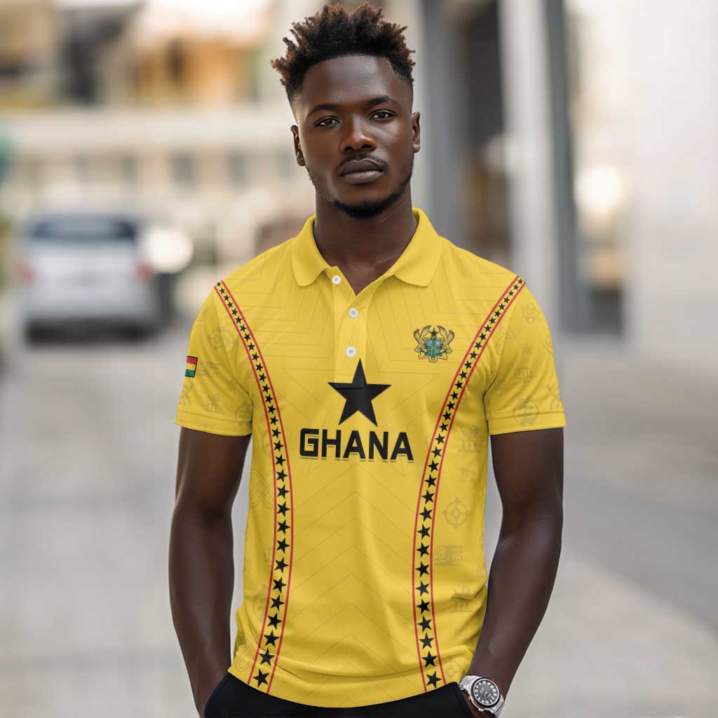 Custom Ghana Football Polo Shirt Mix Adinkra Pattern