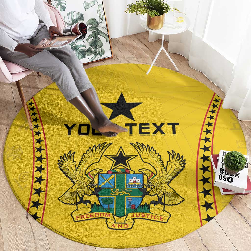 Custom Ghana Football Round Carpet Mix Adinkra Pattern