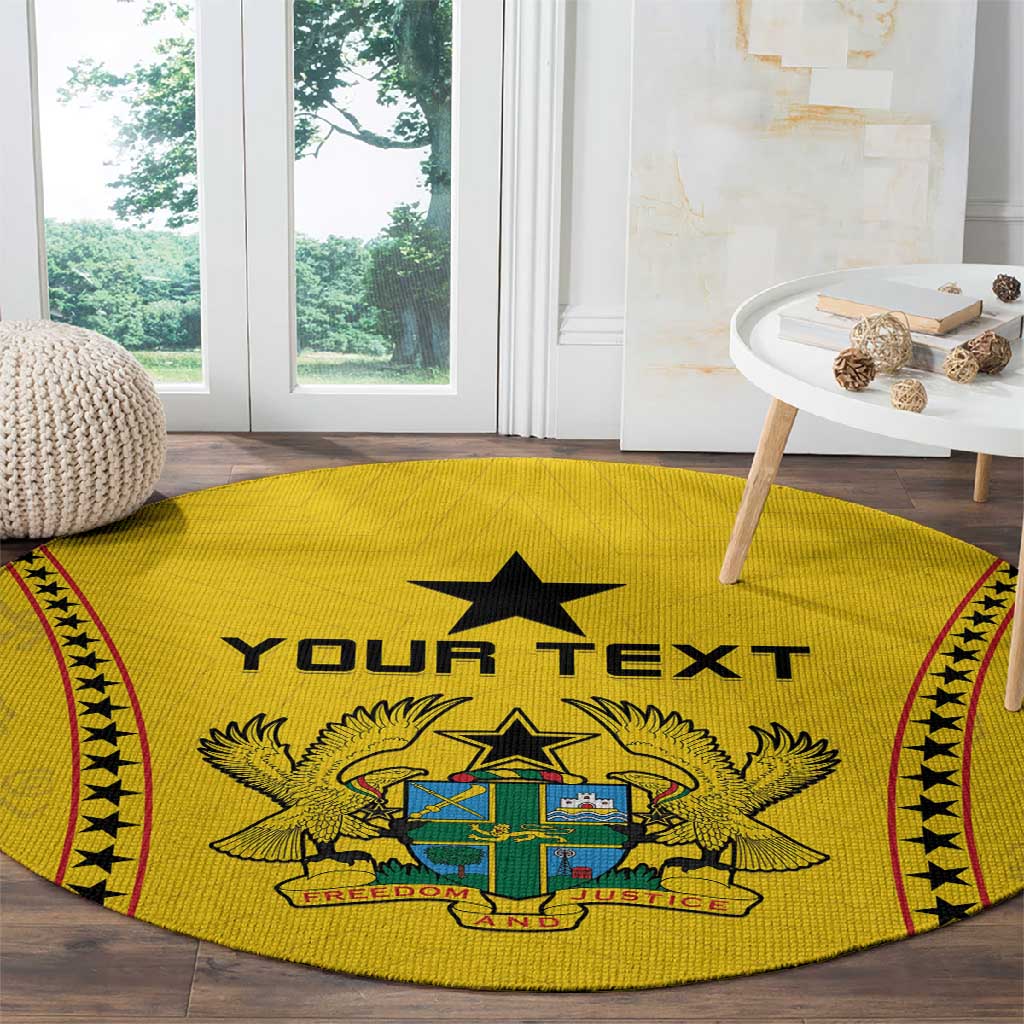 Custom Ghana Football Round Carpet Mix Adinkra Pattern