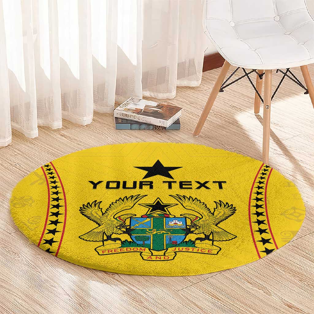 Custom Ghana Football Round Carpet Mix Adinkra Pattern