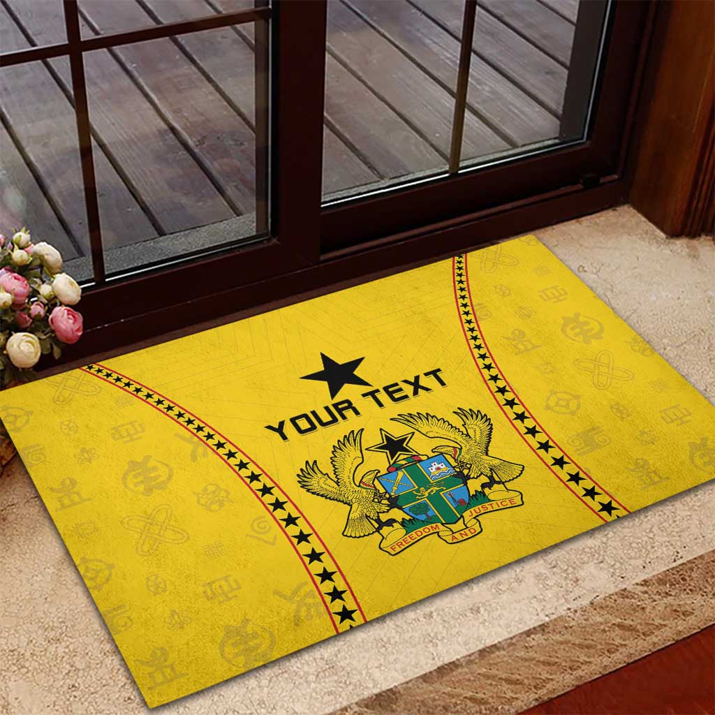 Custom Ghana Football Rubber Doormat Mix Adinkra Pattern