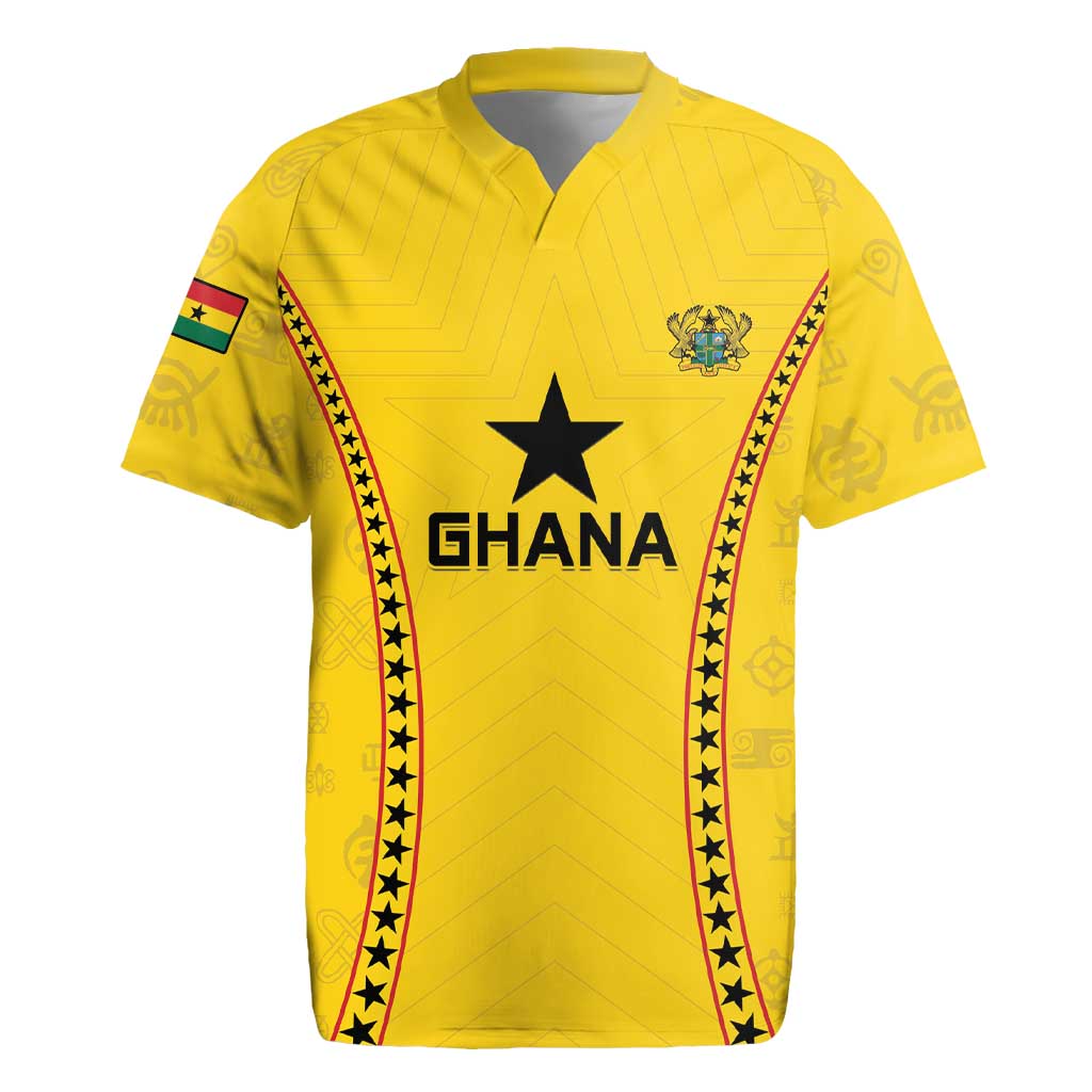 Custom Ghana Football Rugby Jersey Mix Adinkra Pattern