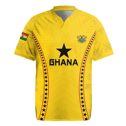 Custom Ghana Football Rugby Jersey Mix Adinkra Pattern