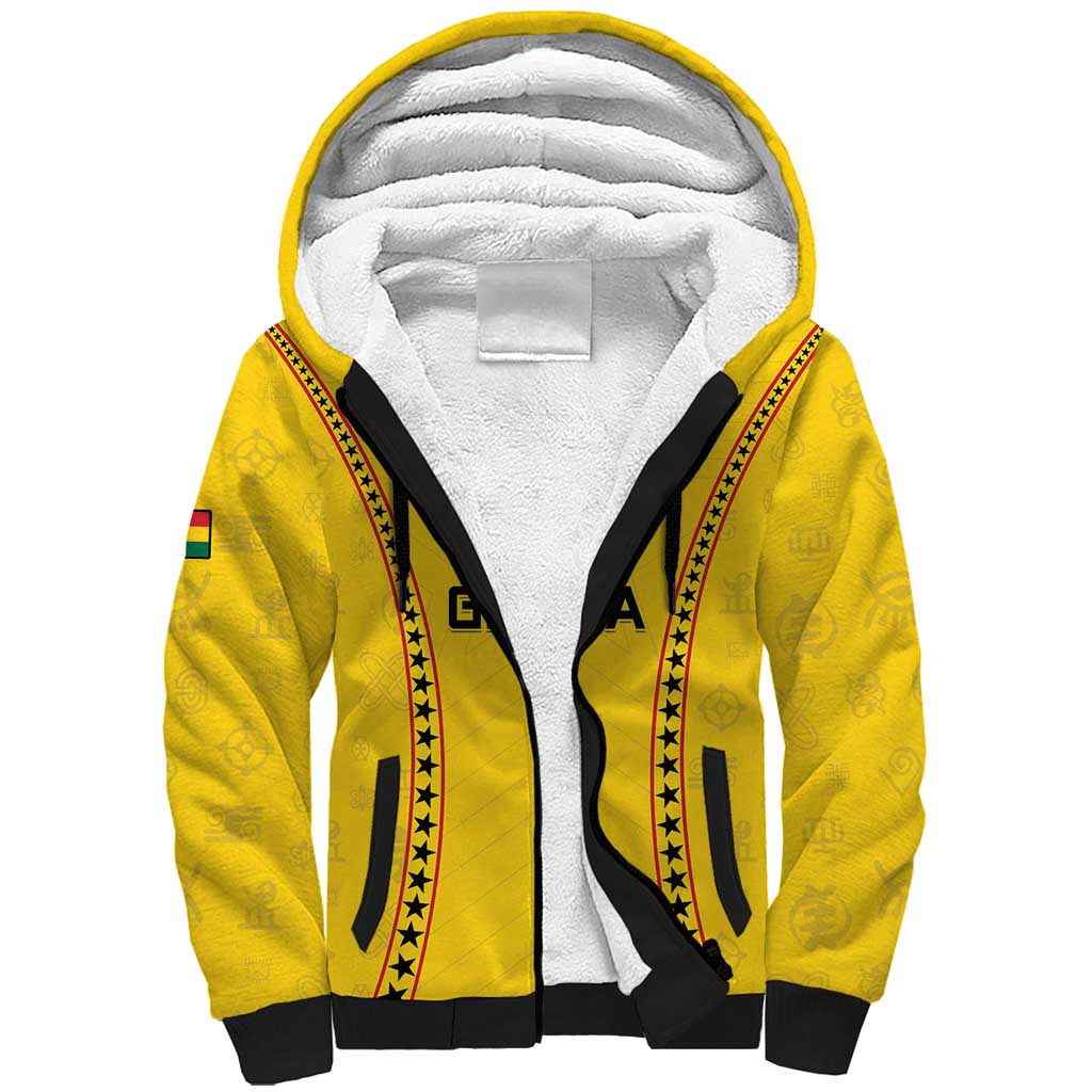 Custom Ghana Football Sherpa Hoodie Mix Adinkra Pattern