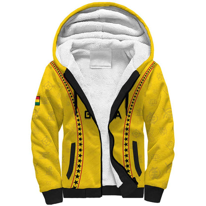 Custom Ghana Football Sherpa Hoodie Mix Adinkra Pattern
