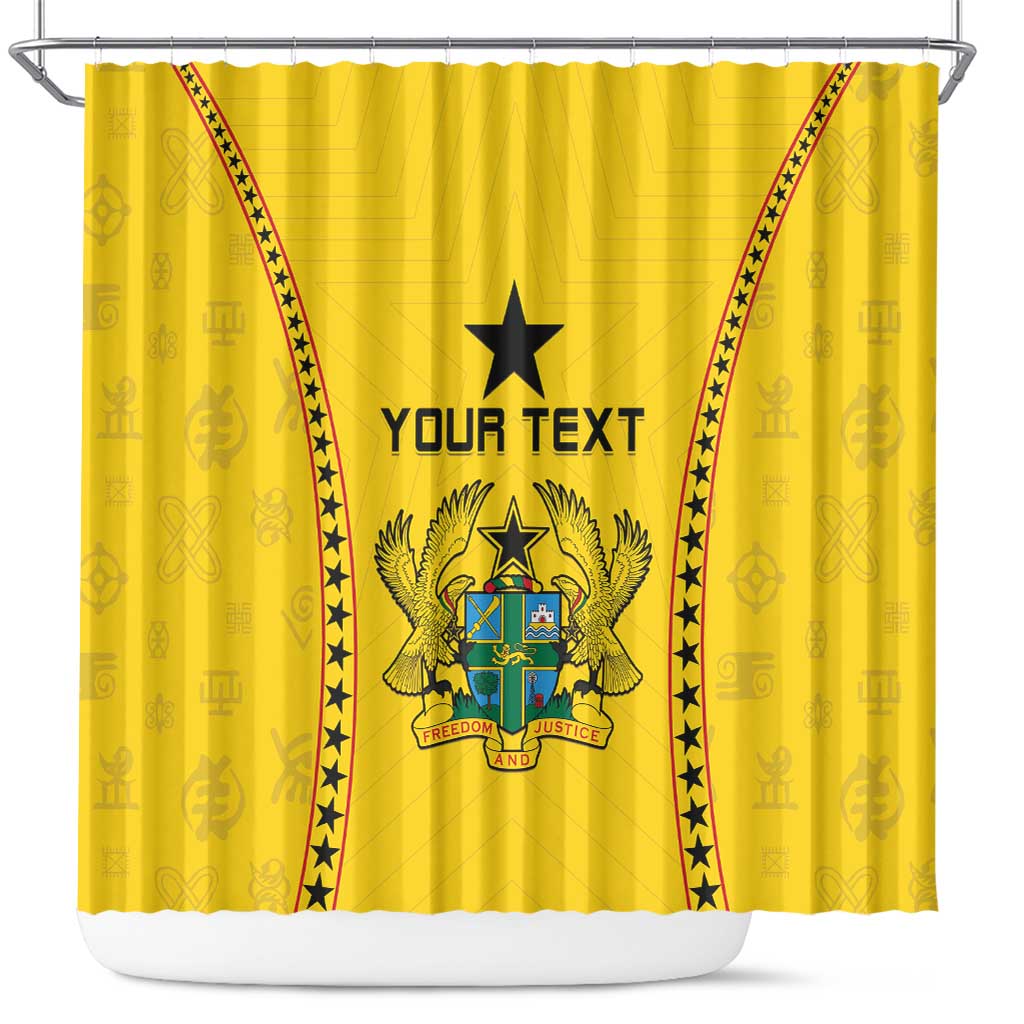 Custom Ghana Football Shower Curtain Mix Adinkra Pattern