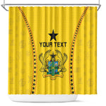 Custom Ghana Football Shower Curtain Mix Adinkra Pattern