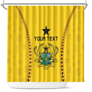 Custom Ghana Football Shower Curtain Mix Adinkra Pattern