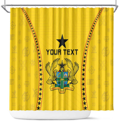 Custom Ghana Football Shower Curtain Mix Adinkra Pattern