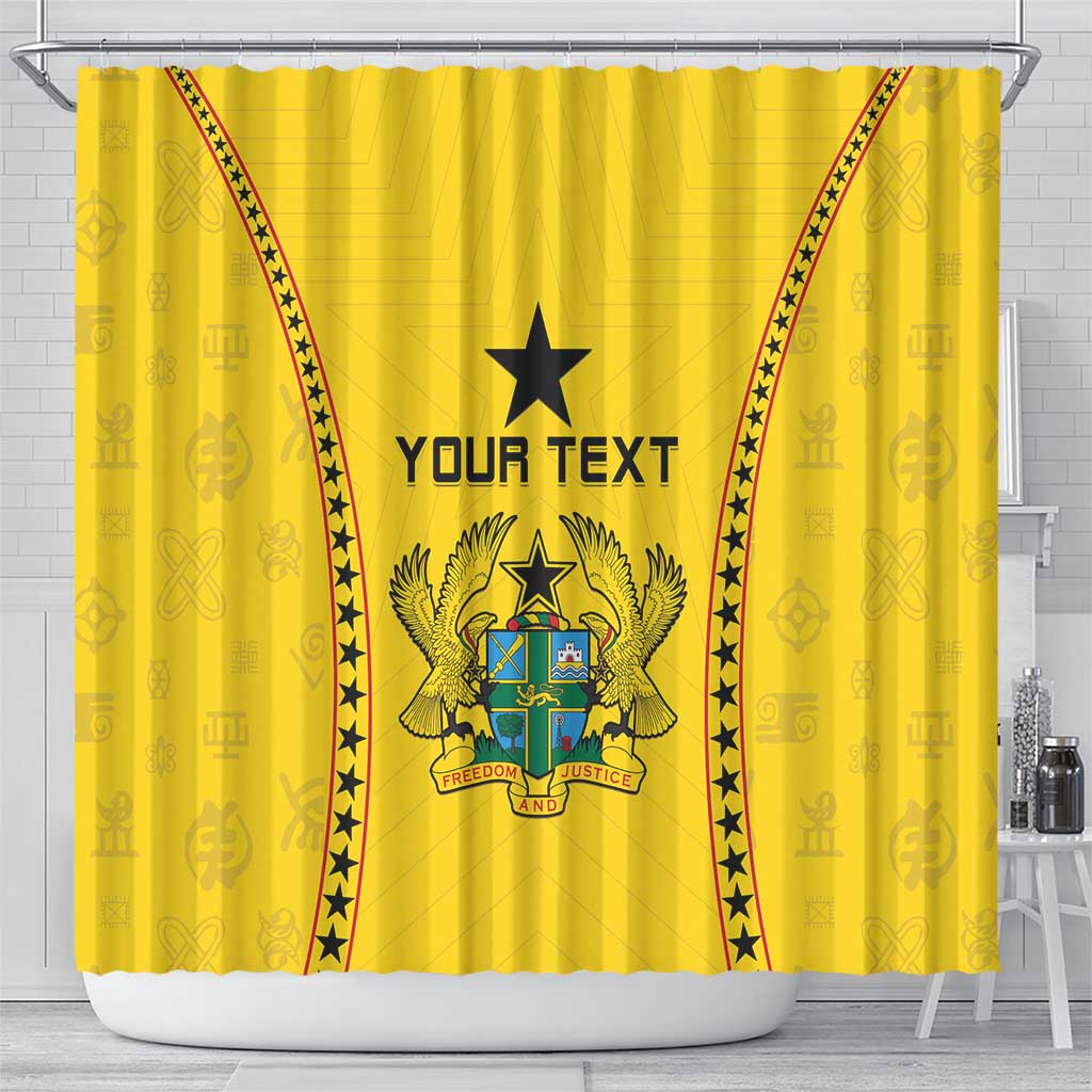 Custom Ghana Football Shower Curtain Mix Adinkra Pattern