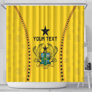 Custom Ghana Football Shower Curtain Mix Adinkra Pattern