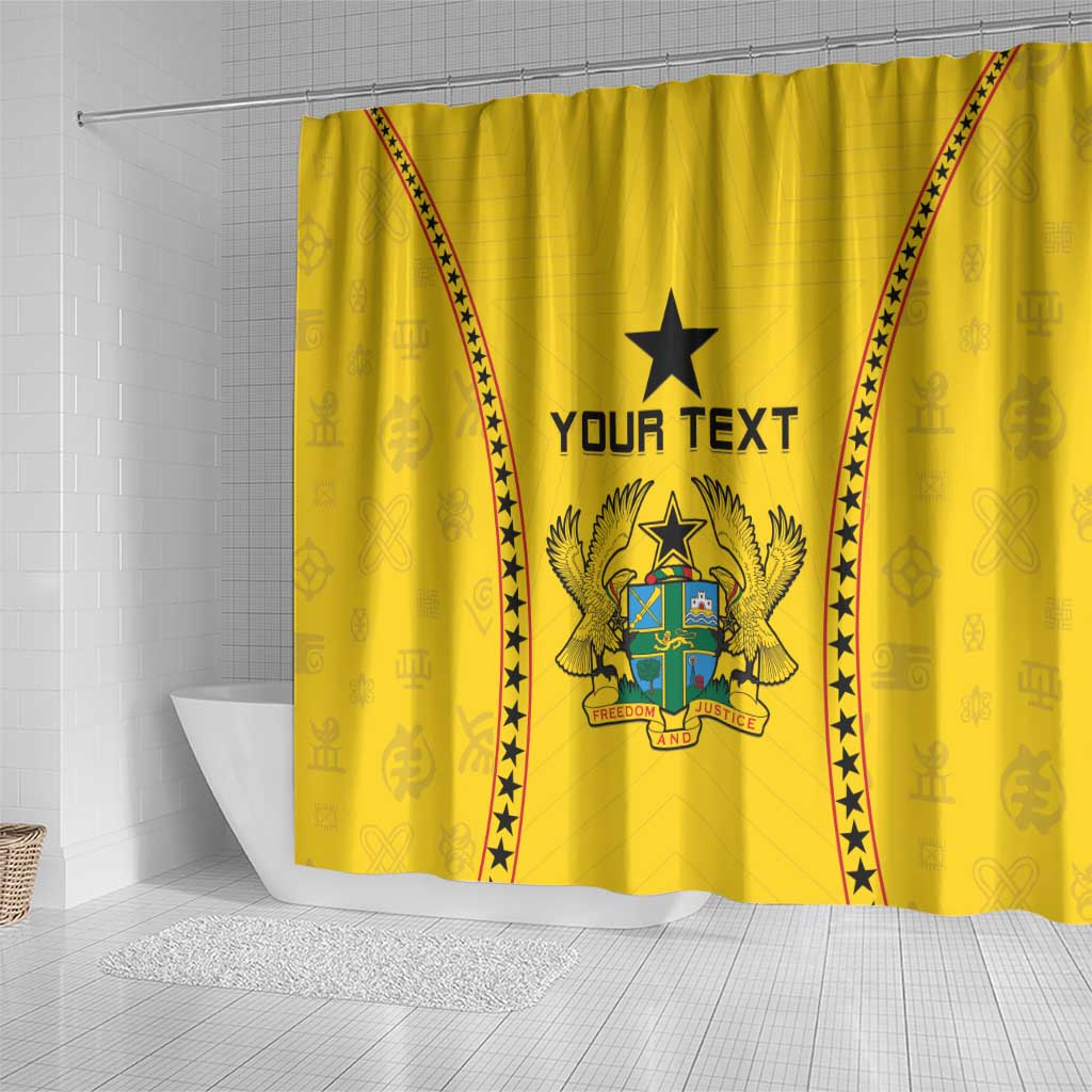 Custom Ghana Football Shower Curtain Mix Adinkra Pattern