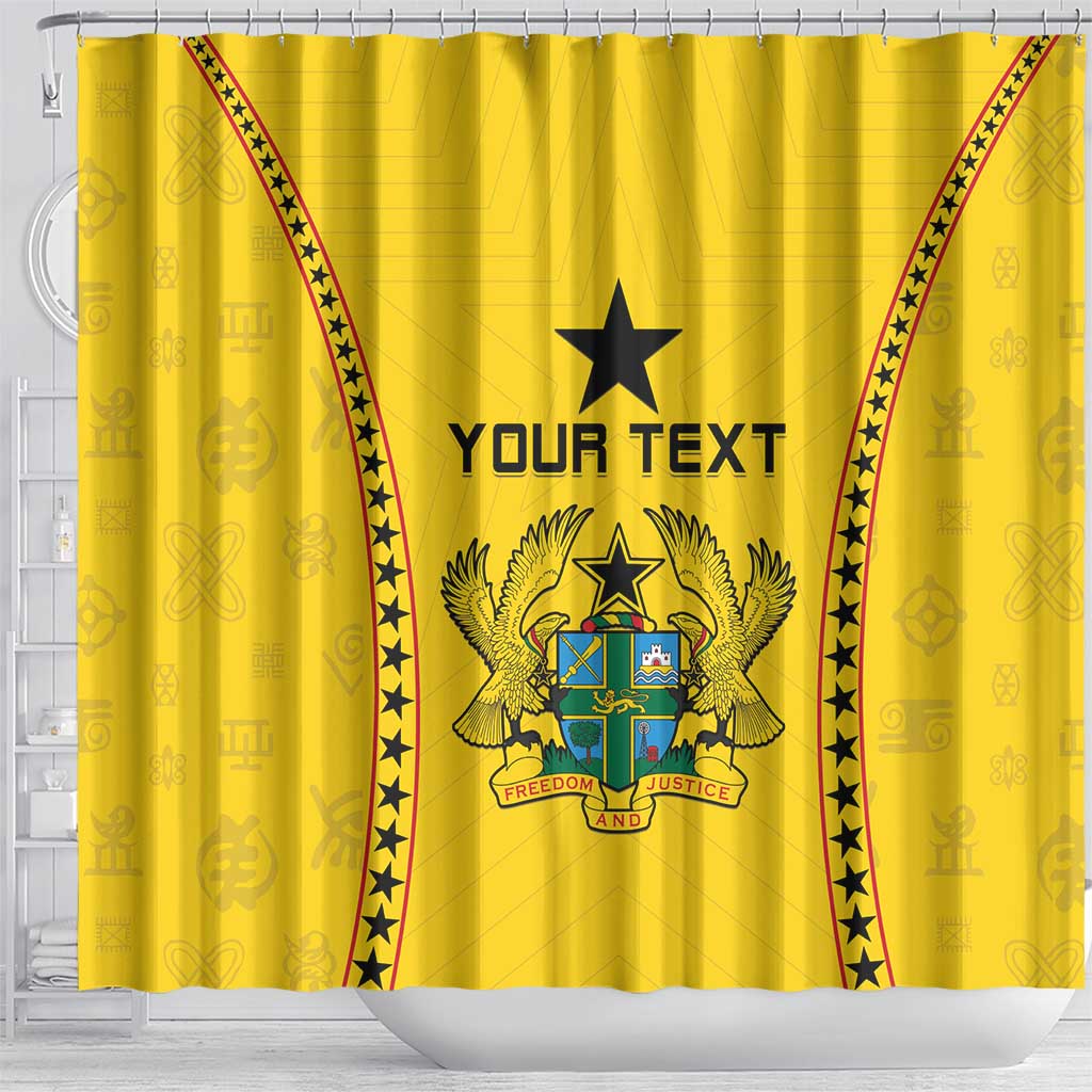 Custom Ghana Football Shower Curtain Mix Adinkra Pattern