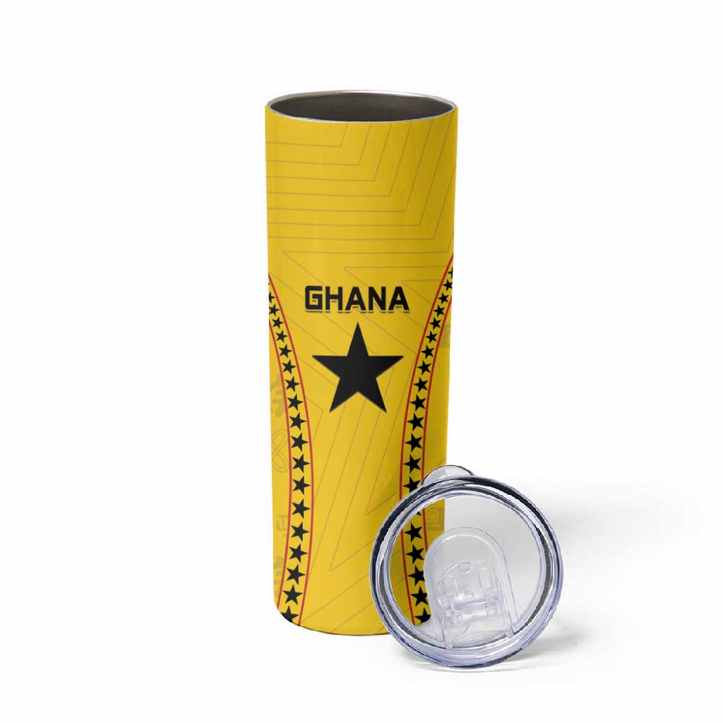 Custom Ghana Football Skinny Tumbler Mix Adinkra Pattern