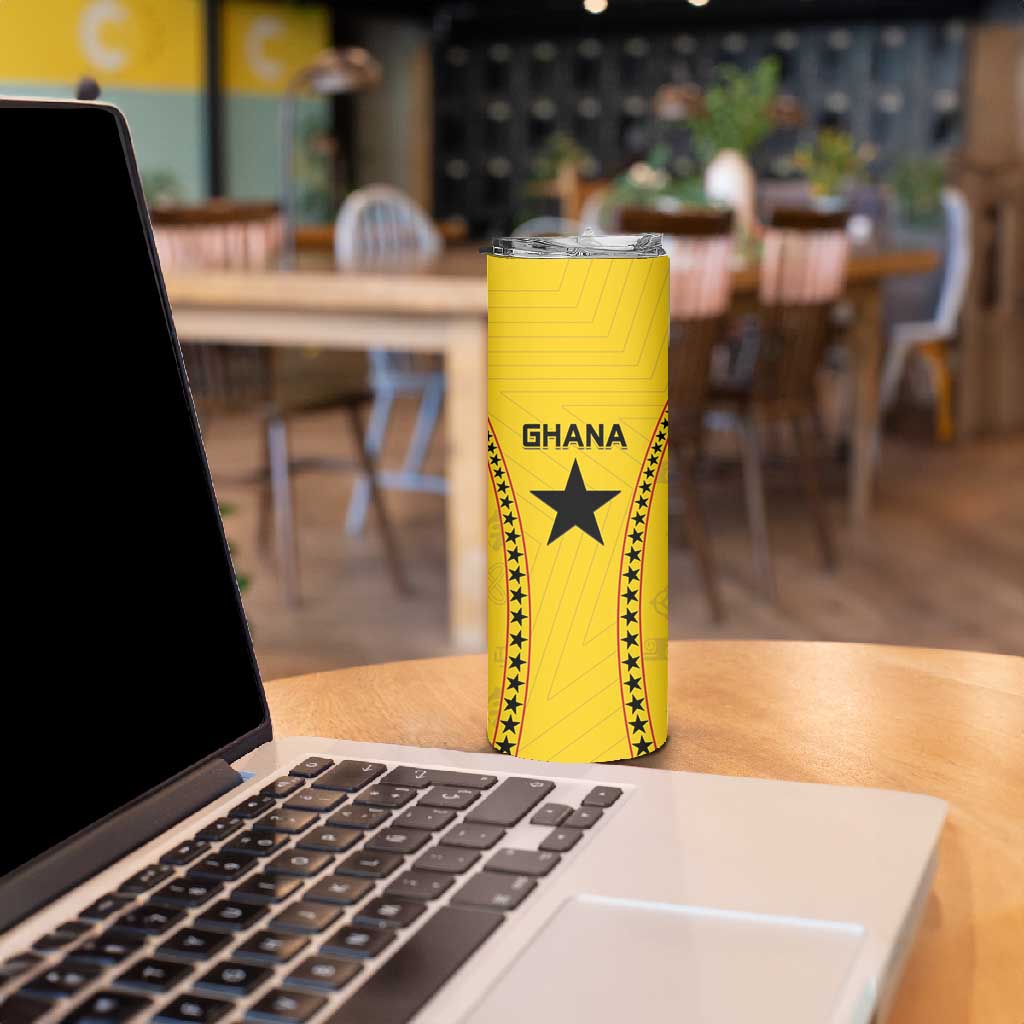 Custom Ghana Football Skinny Tumbler Mix Adinkra Pattern