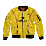 Custom Ghana Football Sleeve Zip Bomber Jacket Mix Adinkra Pattern