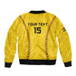 Custom Ghana Football Sleeve Zip Bomber Jacket Mix Adinkra Pattern