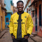Custom Ghana Football Sleeve Zip Bomber Jacket Mix Adinkra Pattern