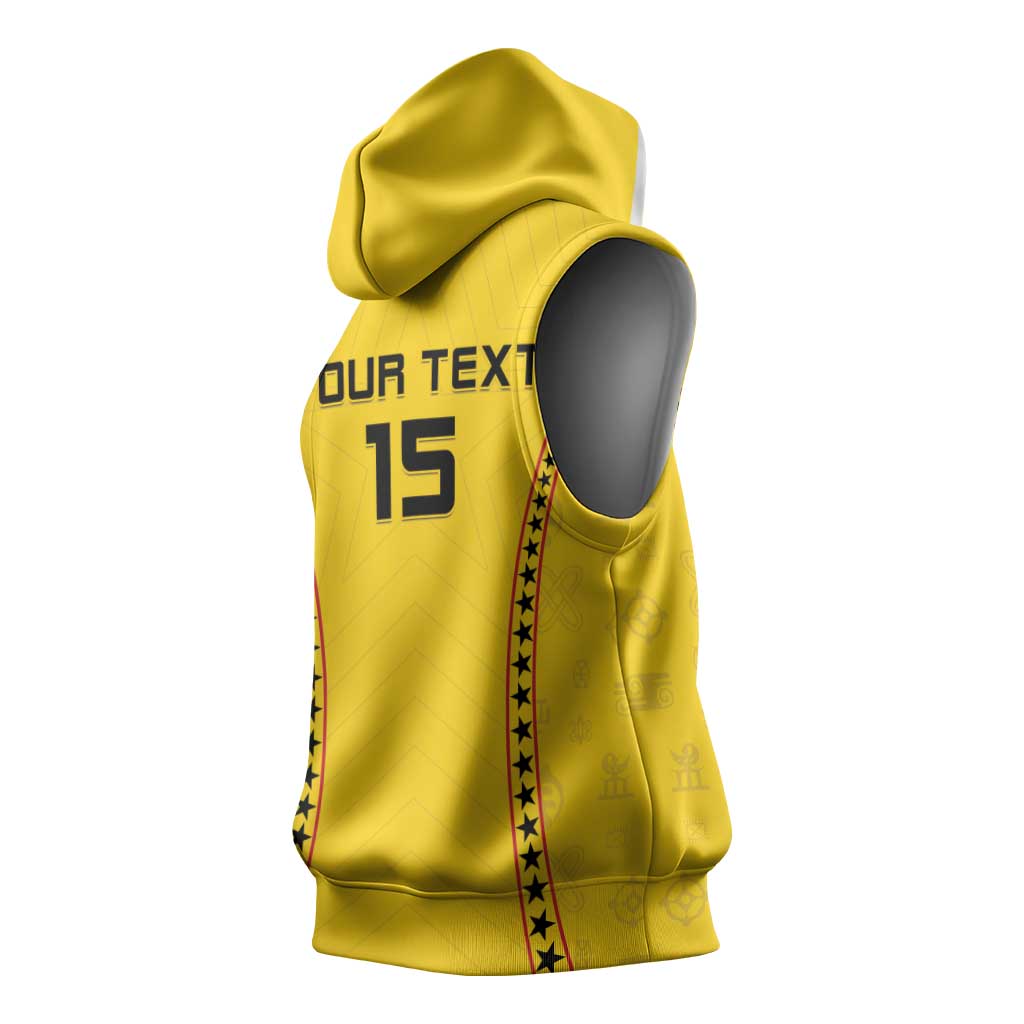 Custom Ghana Football Sleeveless Hoodie Mix Adinkra Pattern - African Pride
