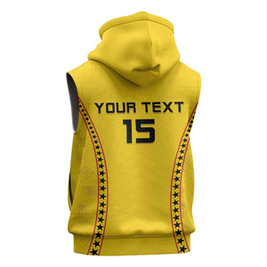Custom Ghana Football Sleeveless Zip Hoodie Mix Adinkra Pattern - African Pride