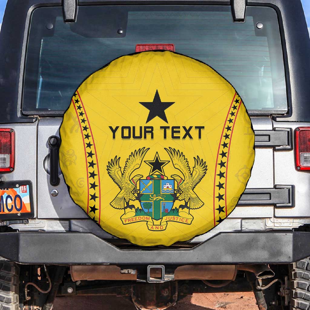 Custom Ghana Football Spare Tire Cover Mix Adinkra Pattern