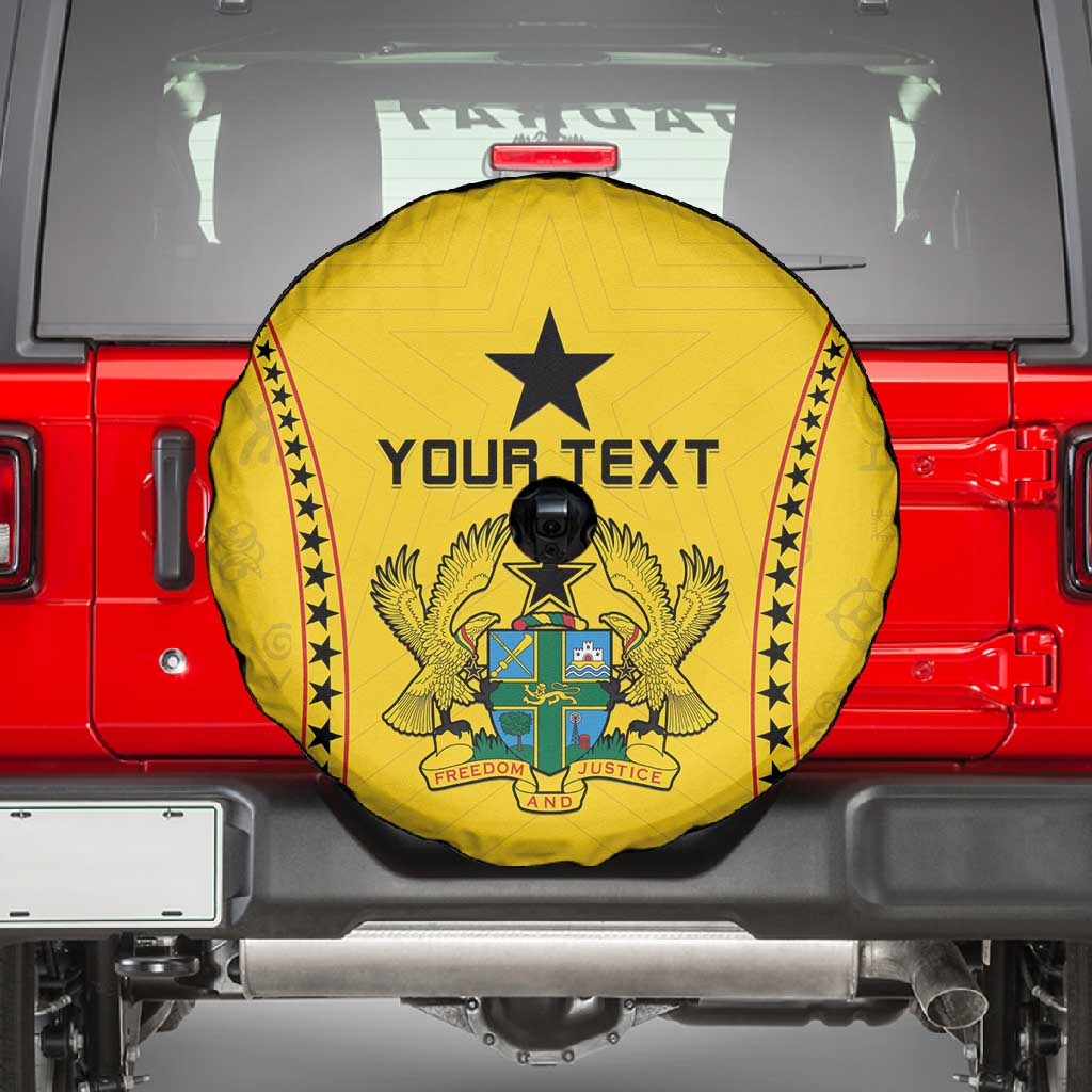 Custom Ghana Football Spare Tire Cover Mix Adinkra Pattern