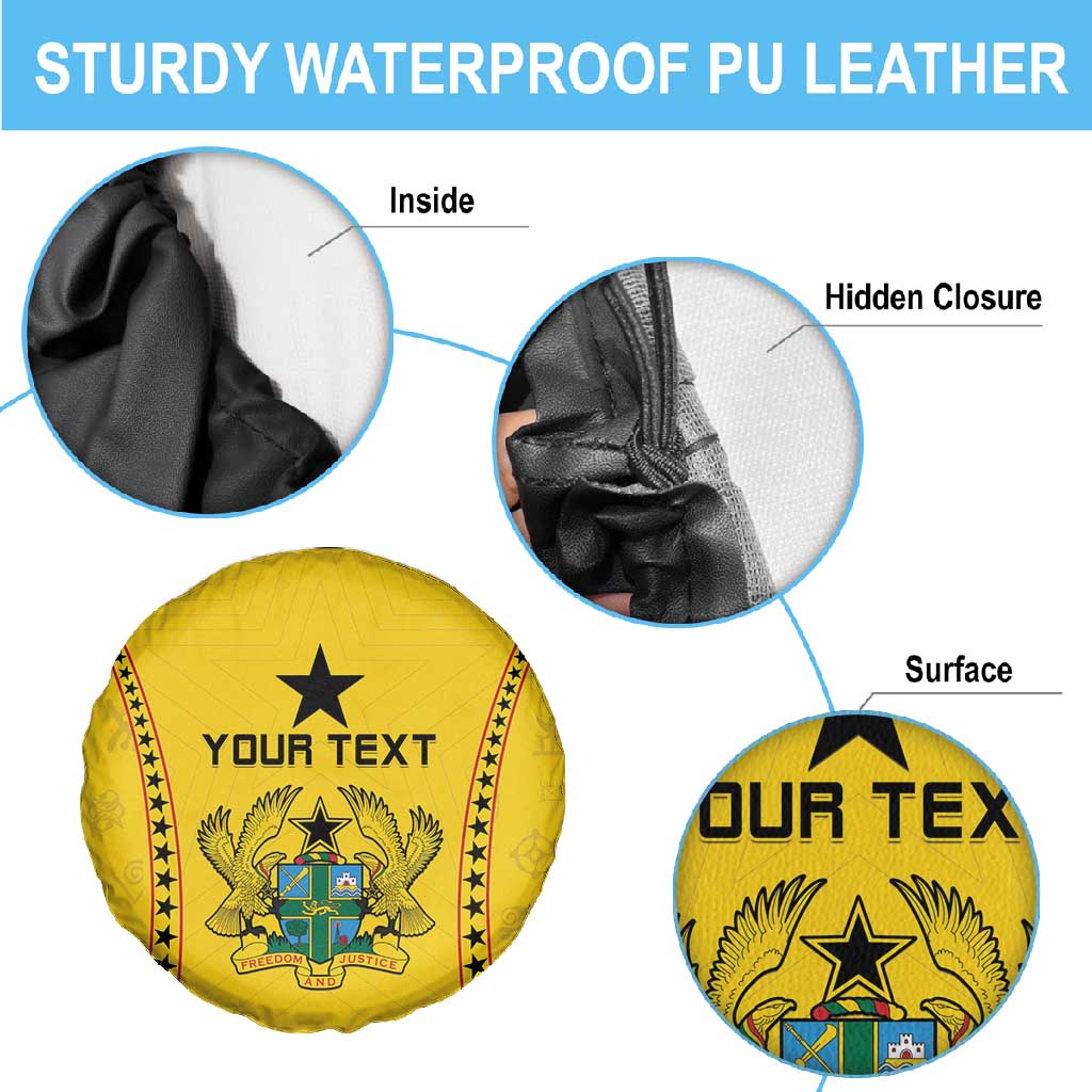 Custom Ghana Football Spare Tire Cover Mix Adinkra Pattern