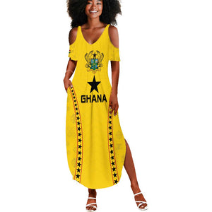 Custom Ghana Football Summer Maxi Dress Mix Adinkra Pattern