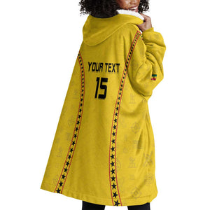 Custom Ghana Football Wearable Blanket Hoodie Mix Adinkra Pattern