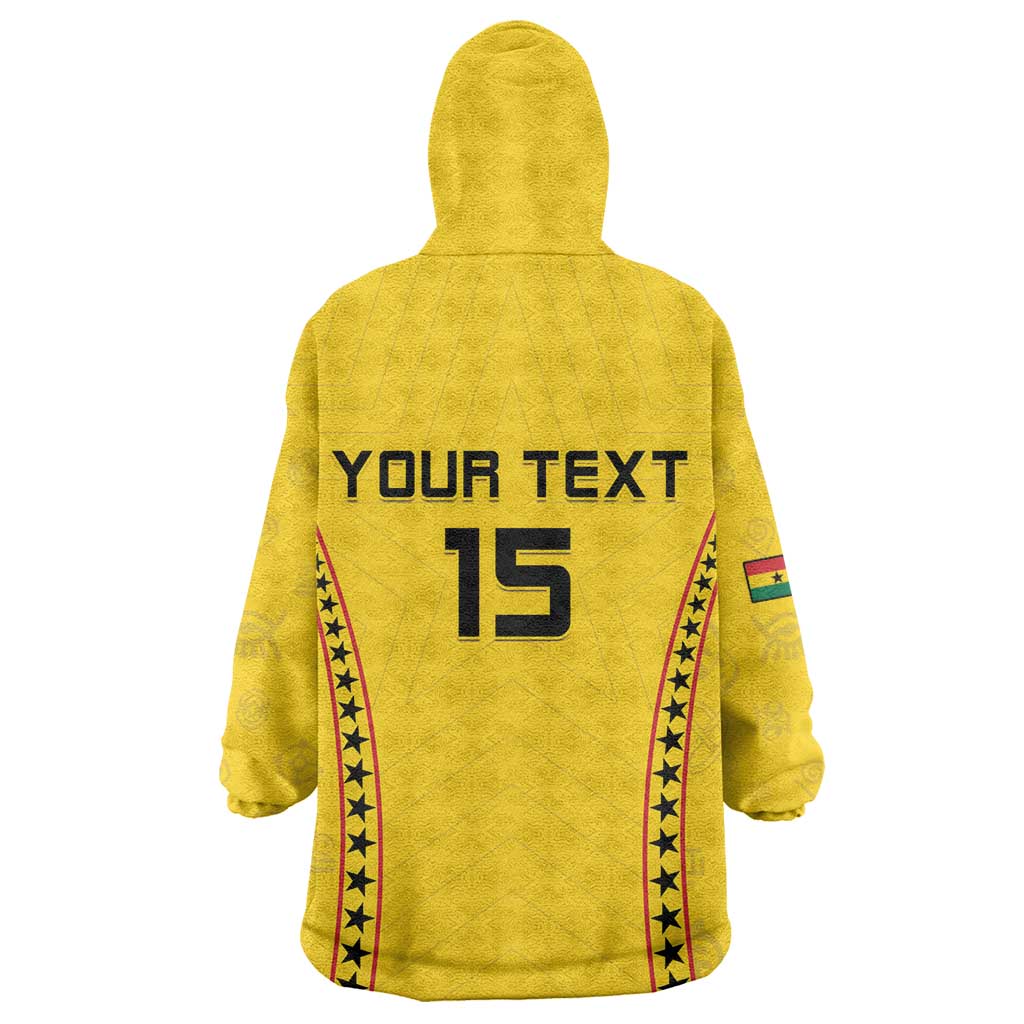 Custom Ghana Football Wearable Blanket Hoodie Mix Adinkra Pattern