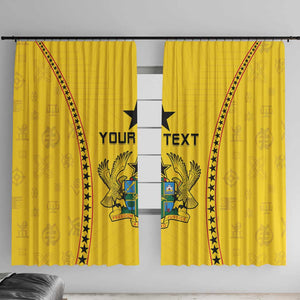 Custom Ghana Football Window Curtain Mix Adinkra Pattern