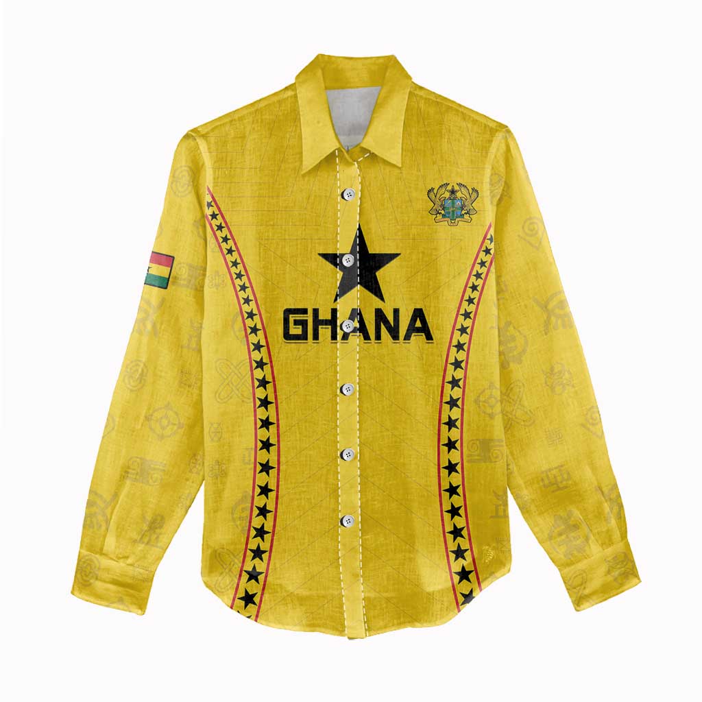 Custom Ghana Football Women Casual Shirt Mix Adinkra Pattern LT15