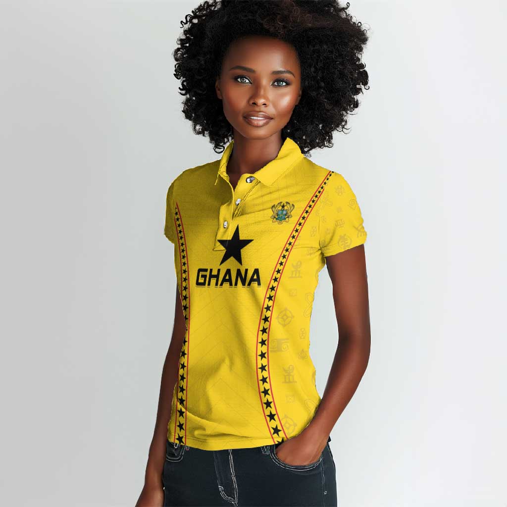 Custom Ghana Football Women Polo Shirt Mix Adinkra Pattern