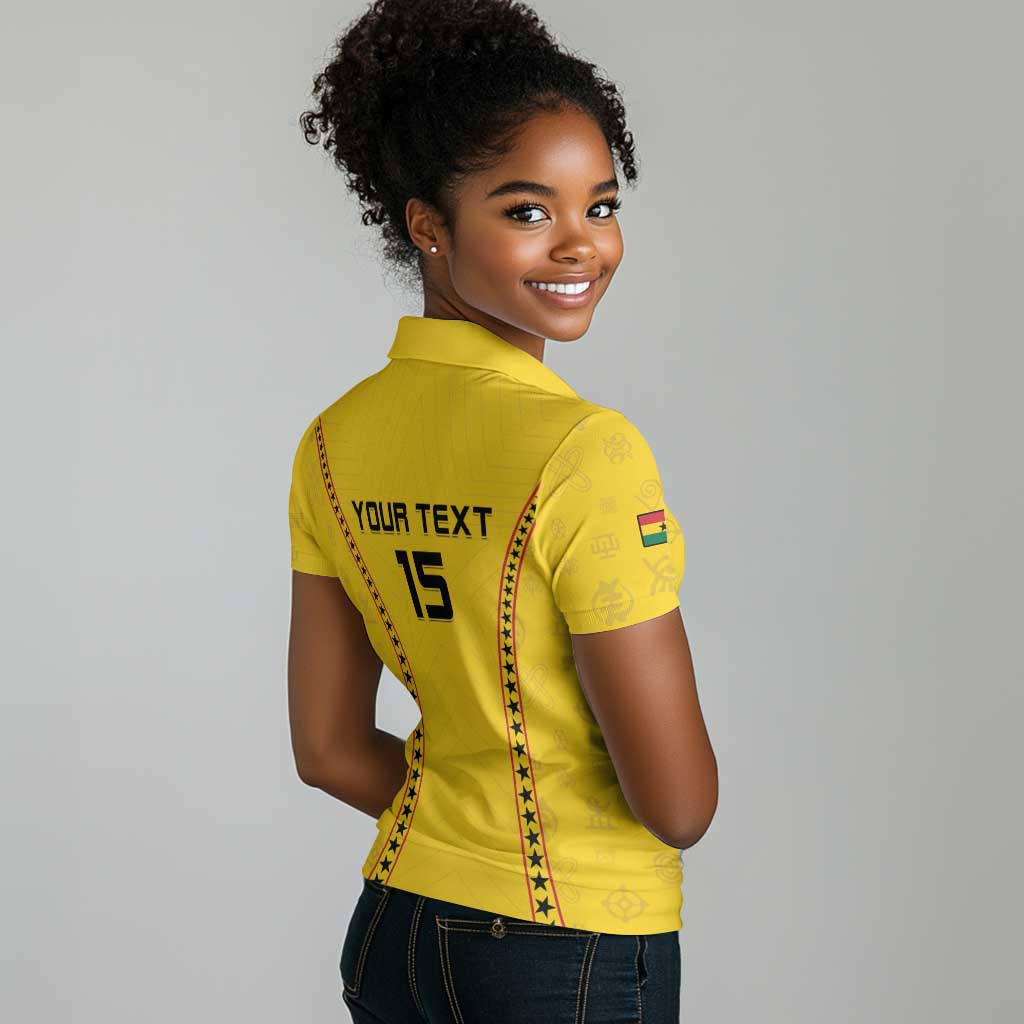 Custom Ghana Football Women Polo Shirt Mix Adinkra Pattern