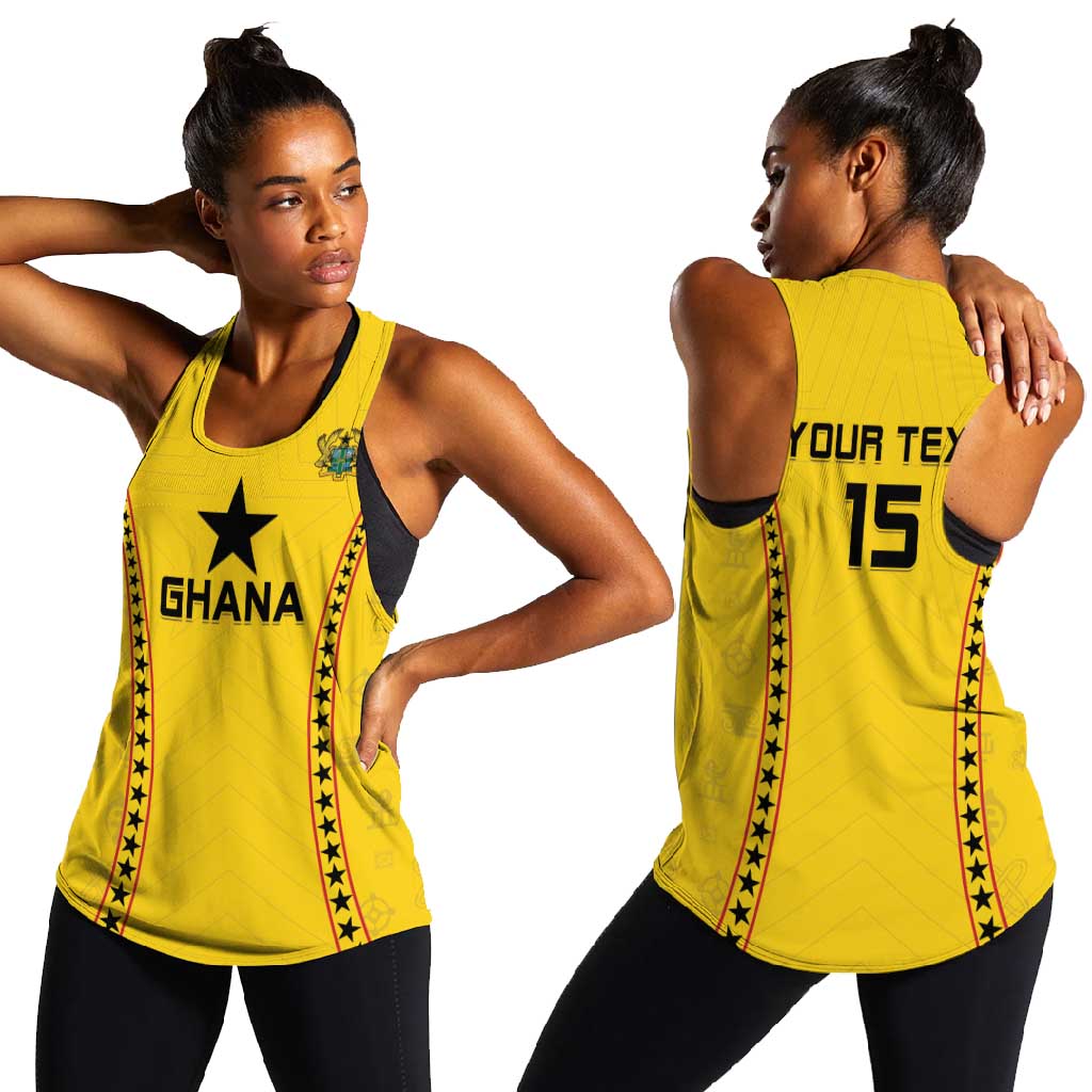 Custom Ghana Football Women Racerback Tank Mix Adinkra Pattern