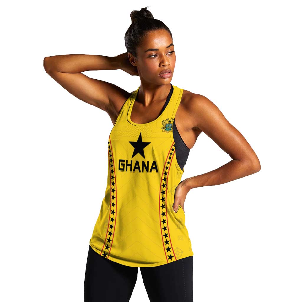 Custom Ghana Football Women Racerback Tank Mix Adinkra Pattern