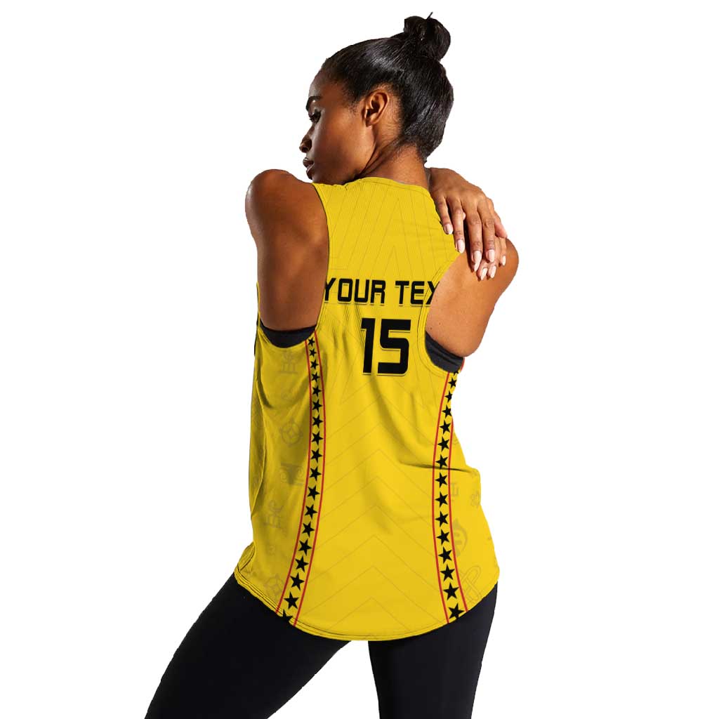 Custom Ghana Football Women Racerback Tank Mix Adinkra Pattern