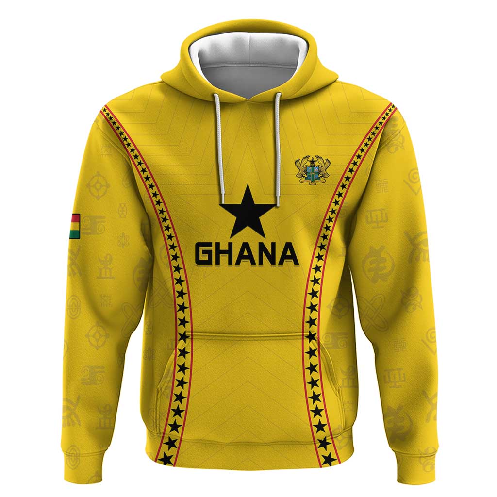 Custom Ghana Football Zip Hoodie Mix Adinkra Pattern