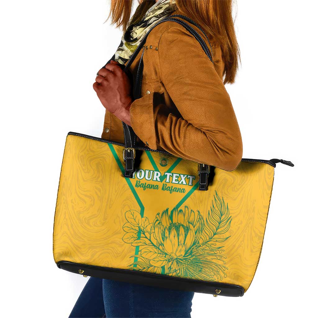 Custom Afro South Africa Soccer Leather Tote Bag Go Champions