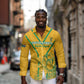 Custom Afro South Africa Soccer Long Sleeve Button Shirt Go Champions