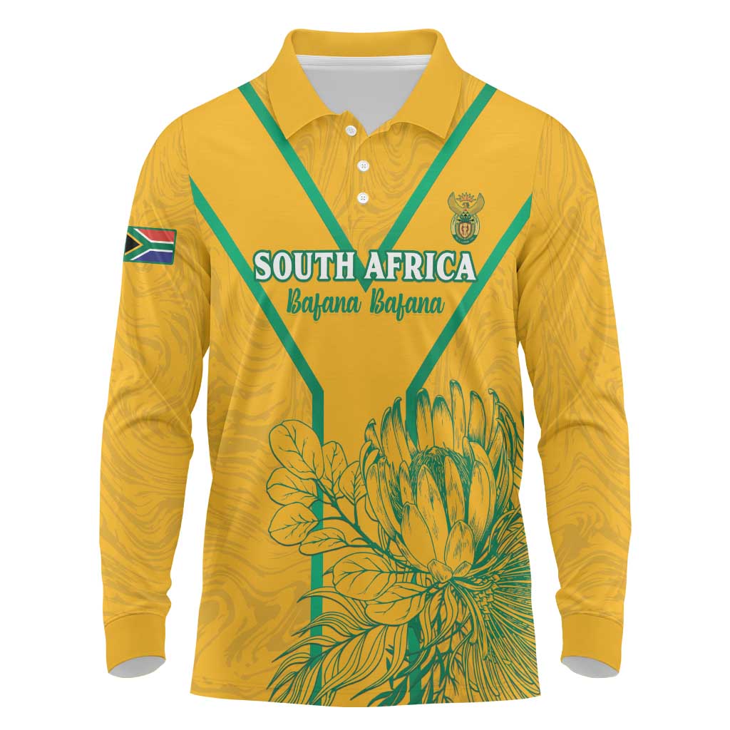Custom Afro South Africa Soccer Long Sleeve Polo Shirt Go Champions