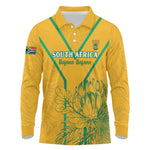 Custom Afro South Africa Soccer Long Sleeve Polo Shirt Go Champions