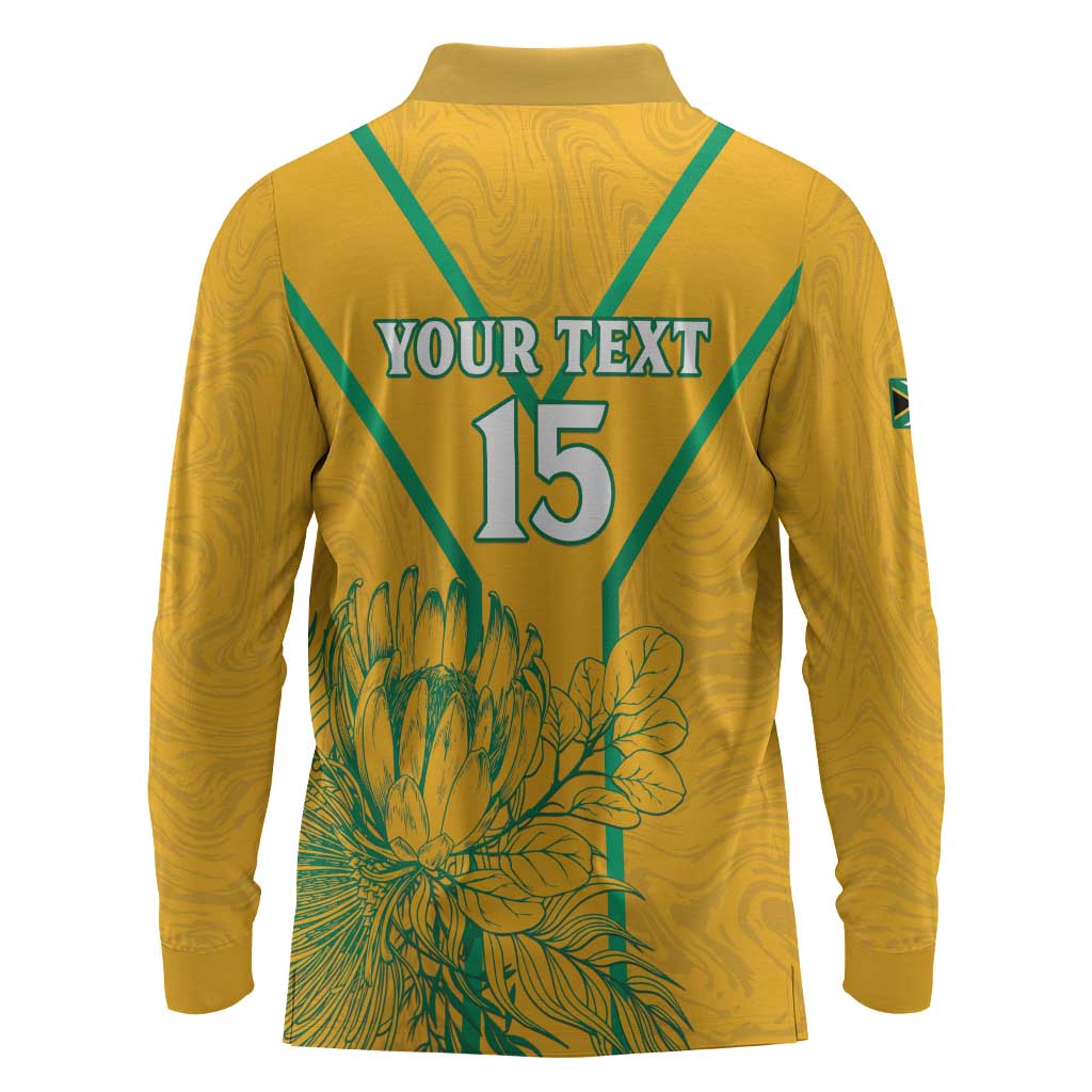 Custom Afro South Africa Soccer Long Sleeve Polo Shirt Go Champions