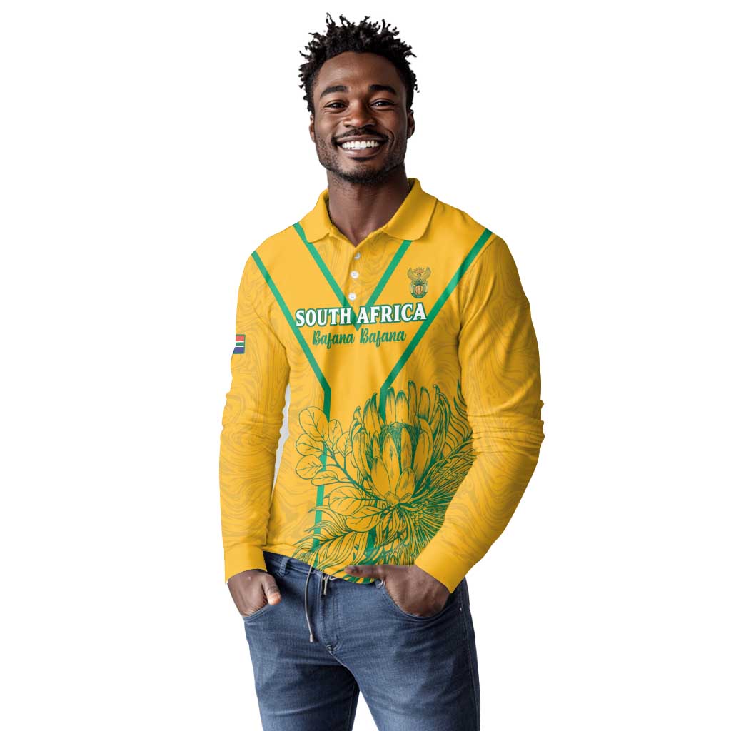 Custom Afro South Africa Soccer Long Sleeve Polo Shirt Go Champions