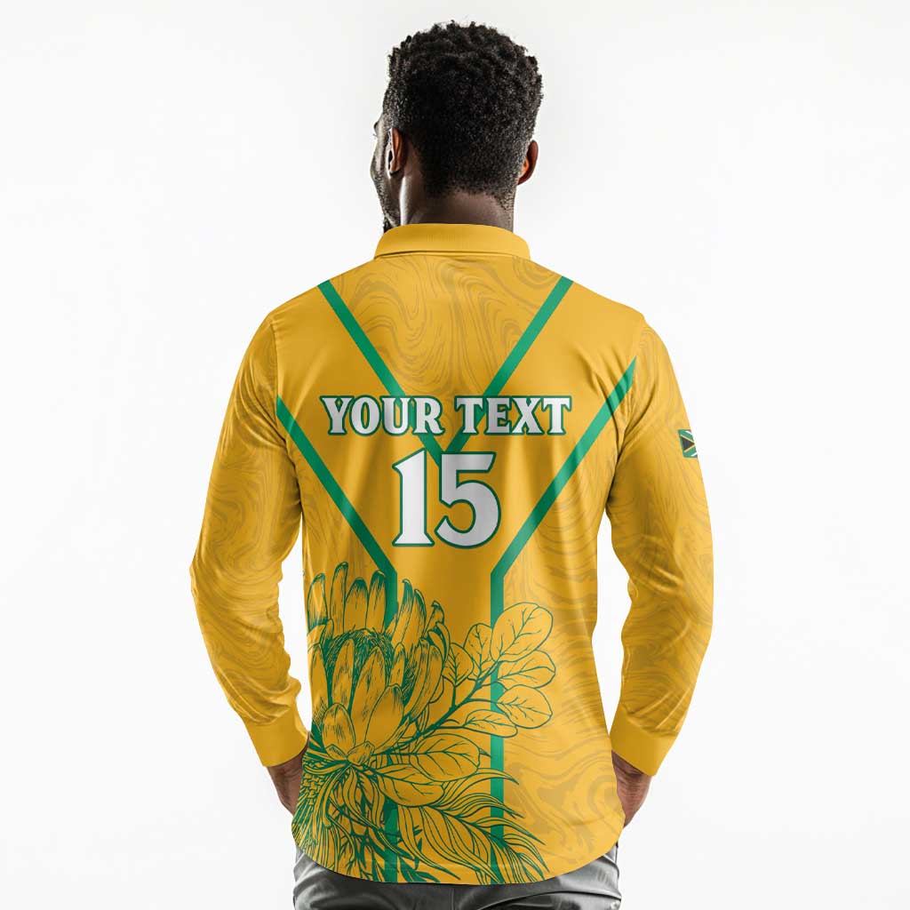 Custom Afro South Africa Soccer Long Sleeve Polo Shirt Go Champions