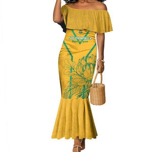 Custom Afro South Africa Soccer Mermaid Dress Go Champions