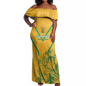 Custom Afro South Africa Soccer Off Shoulder Maxi Dress Go Champions